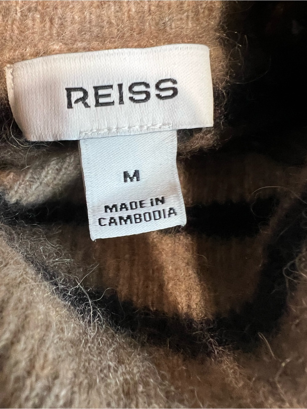 Reiss Striped Roll Neck Sweater Size Medium Cropped Alpaca Blend - Picture 4 of 4